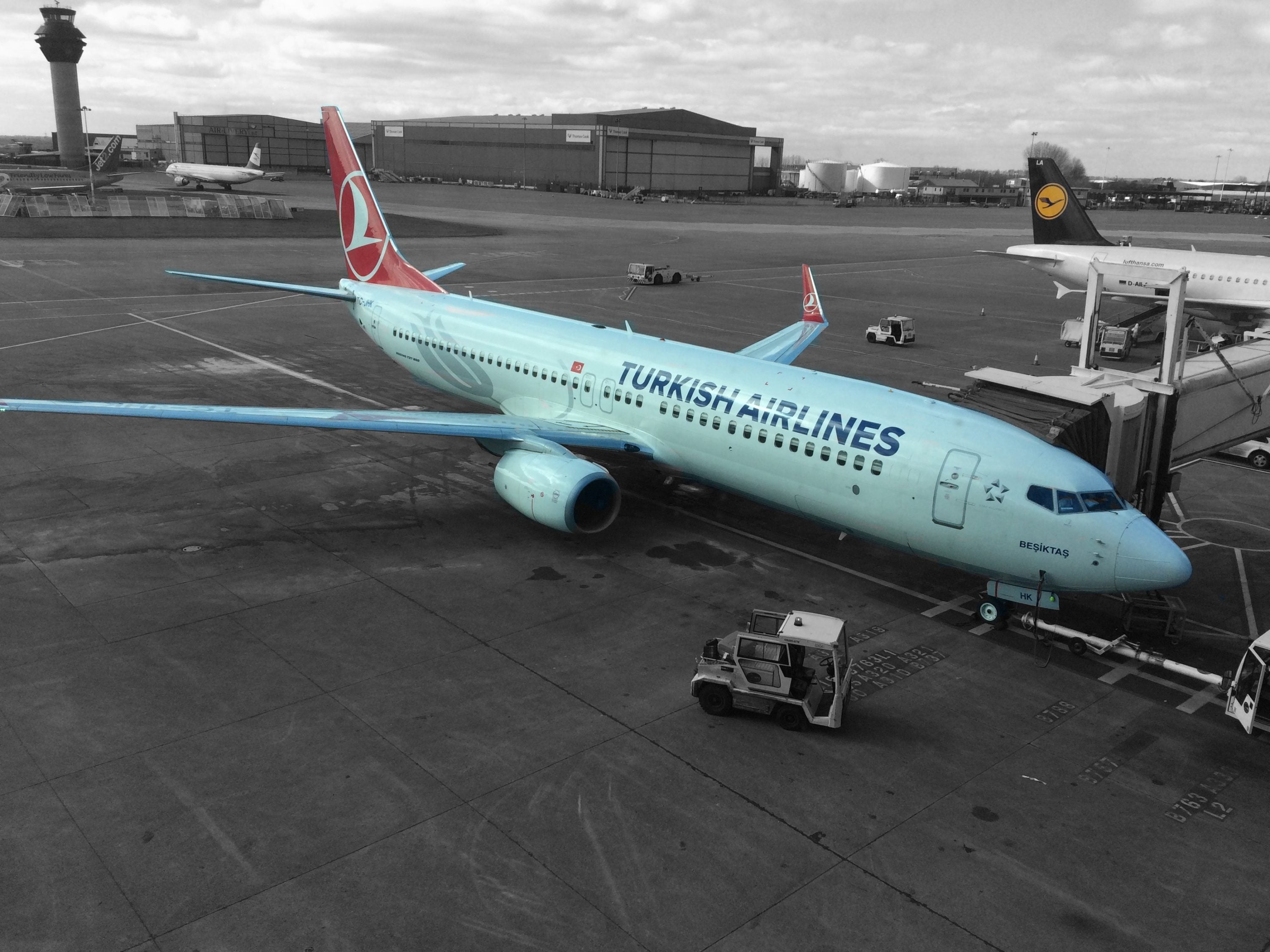 Turkish Airlines plane at gate