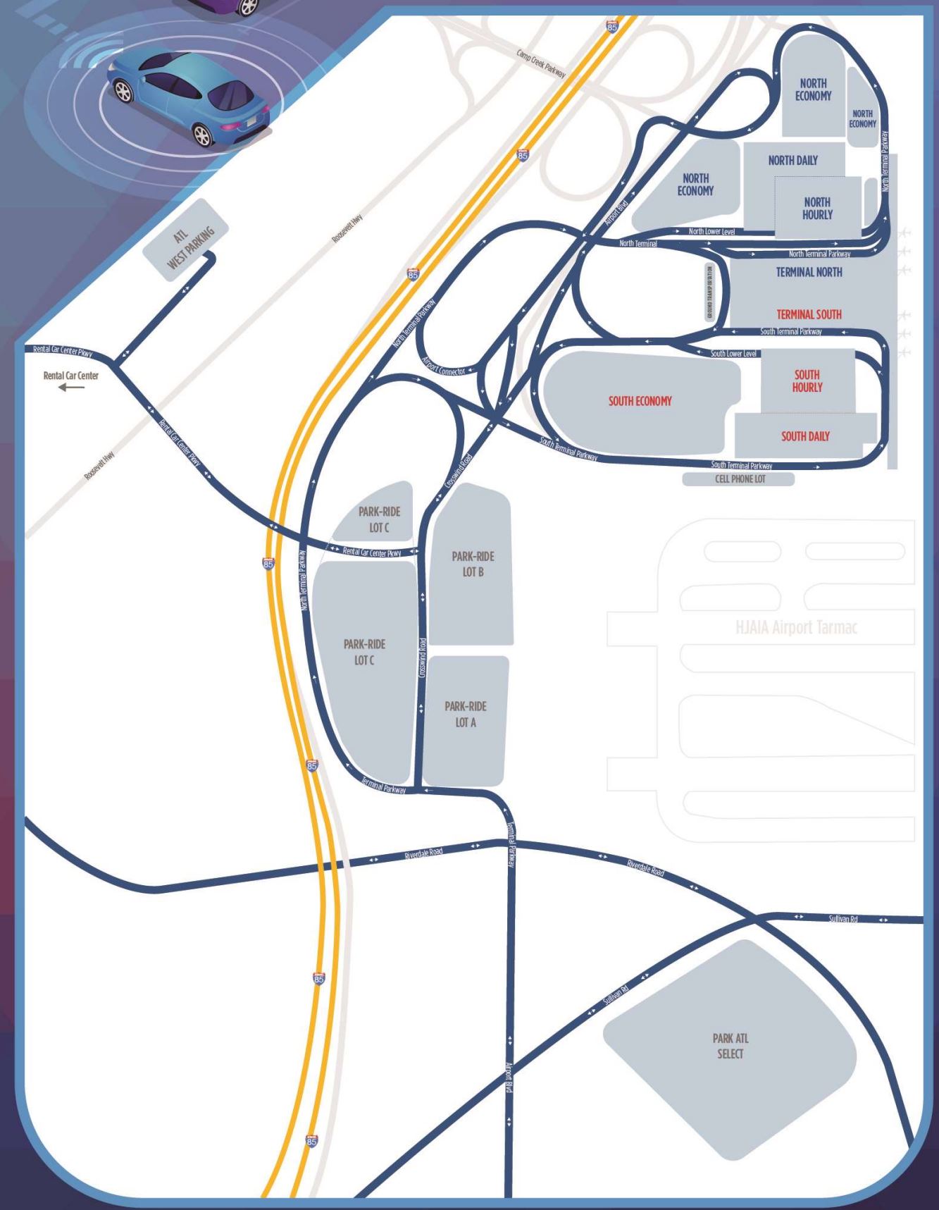 Hartsfield Jackson Airport Map - ATL Domestic Parking Map