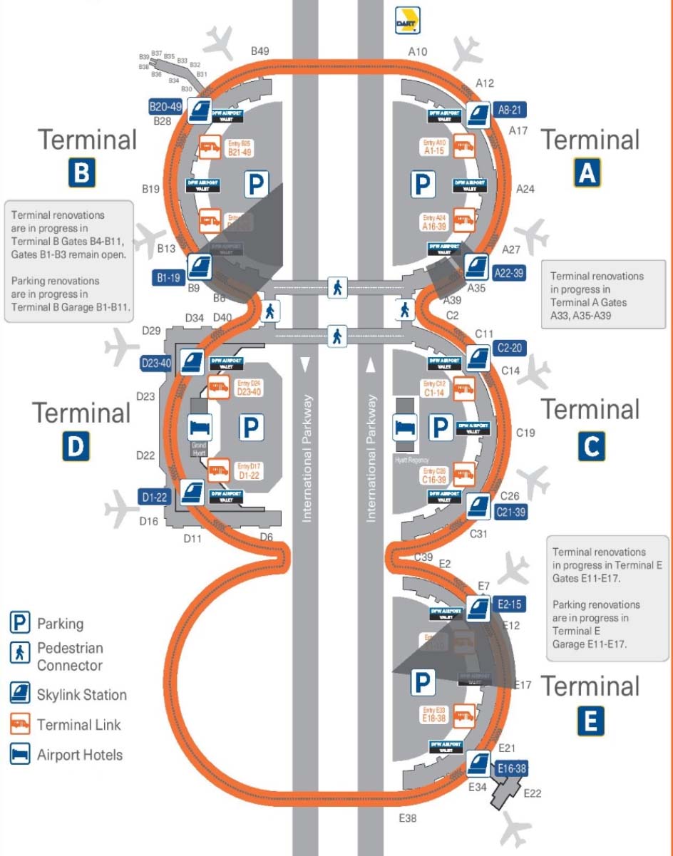 DFW Airport Terminal Layout Map   Dallas Fort Worth International Airport 1 