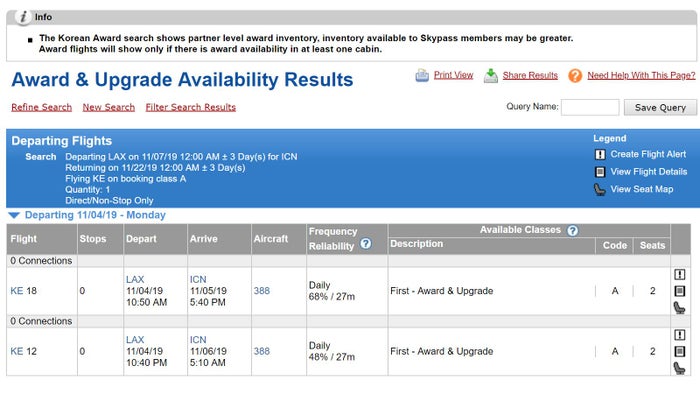 ExpertFlyer Korean Air Results