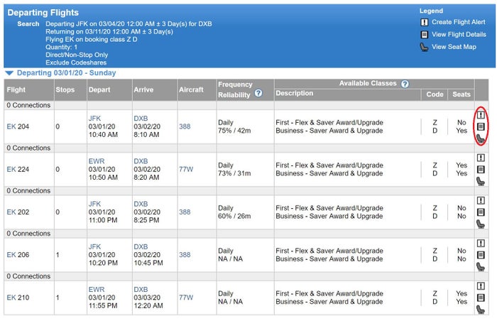 ExpertFlyer Results