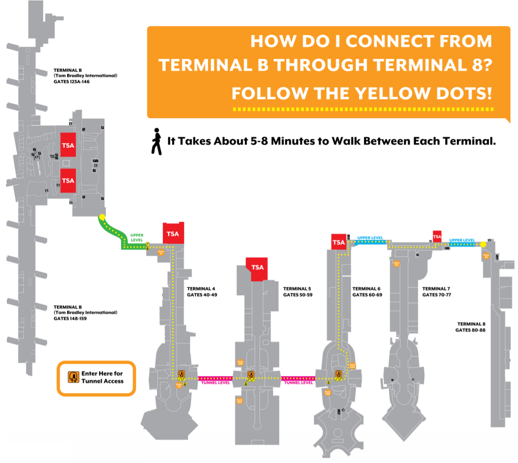 lax map terminal 4 How To Get Between Terminals At Los Angeles International Airport Lax lax map terminal 4