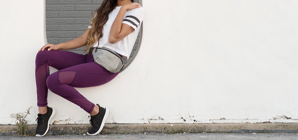 Young woman wearing a fanny pack