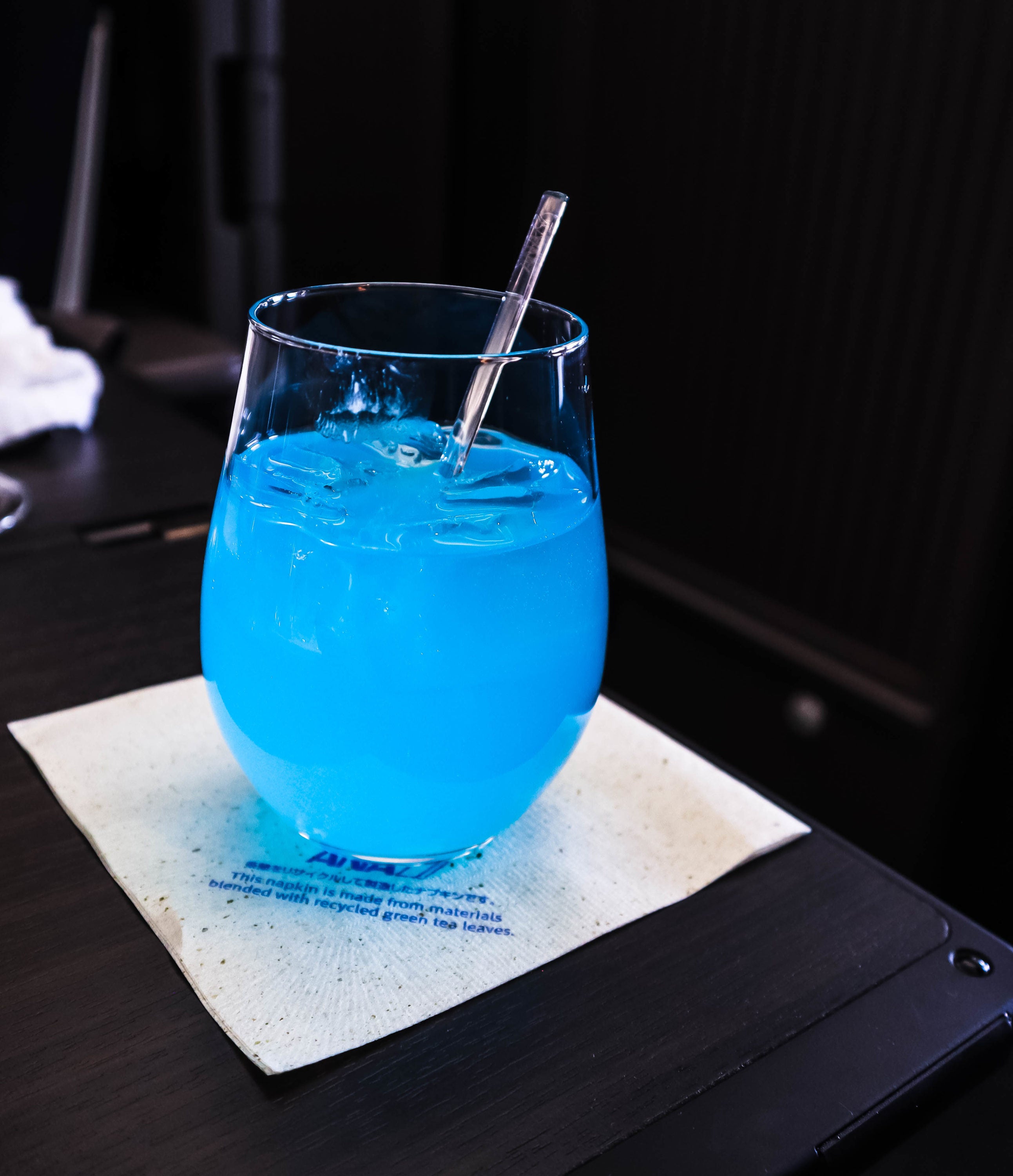 ANA A380 First Class: Blue Hawaii cocktail