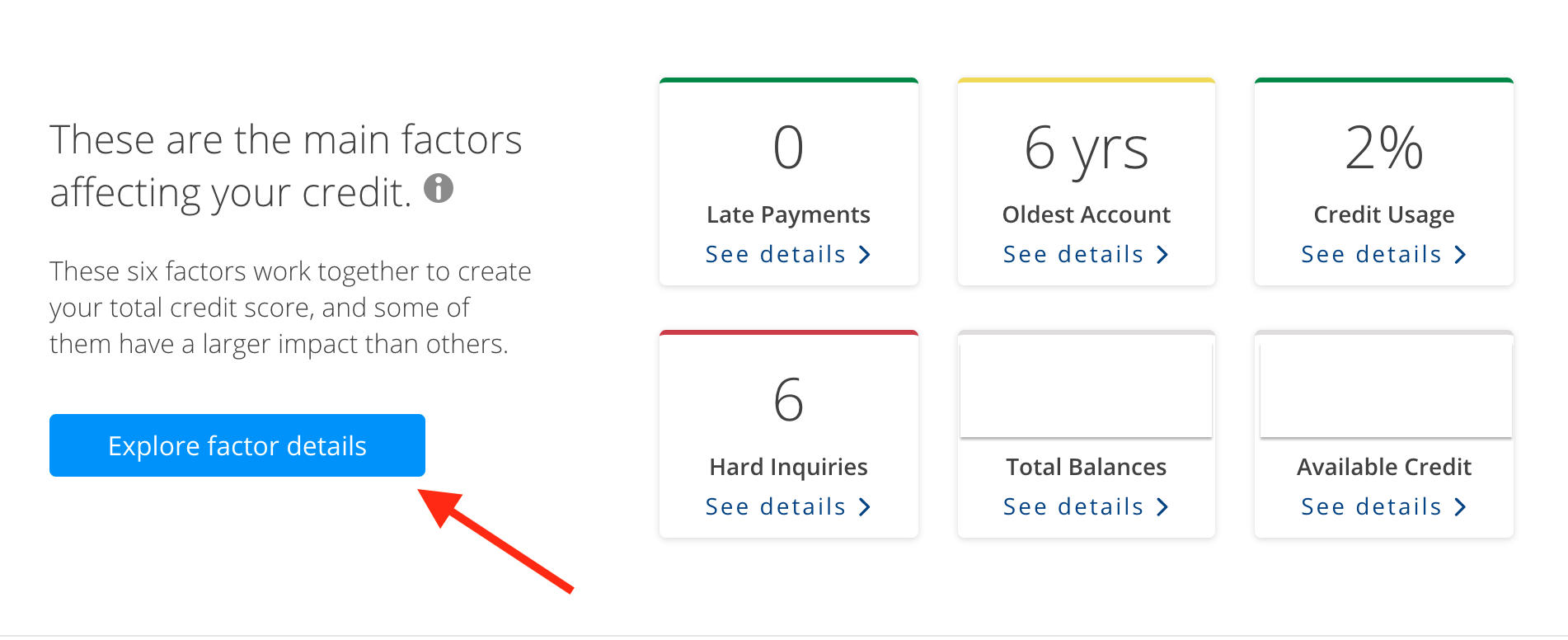 6 credit score factors