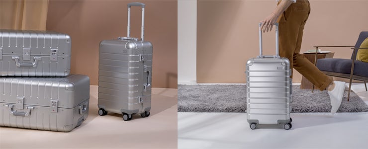 away luggage black aluminum