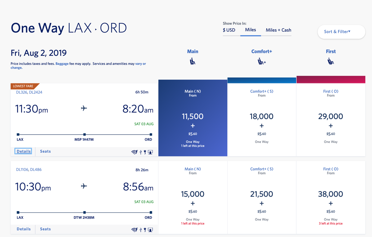 Booking Delta Between Los Angeles and Chicago
