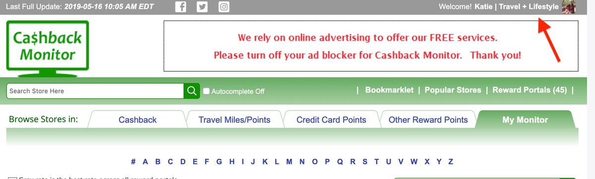 CashBackMonitor ad blocker