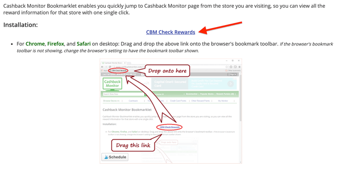 CashBack Monitor Bookmarklet link CashBack Monitor Bookmarklet