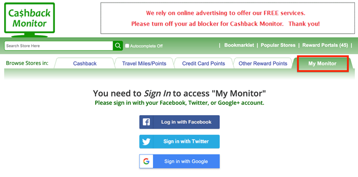 CashBackMonitor My Monitor CashBackMonitor My Monitor