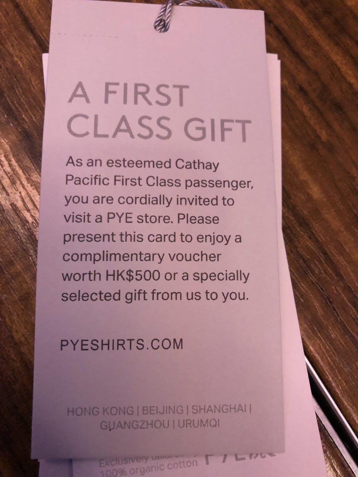 Cathay Pacific 777 first class Pye voucher