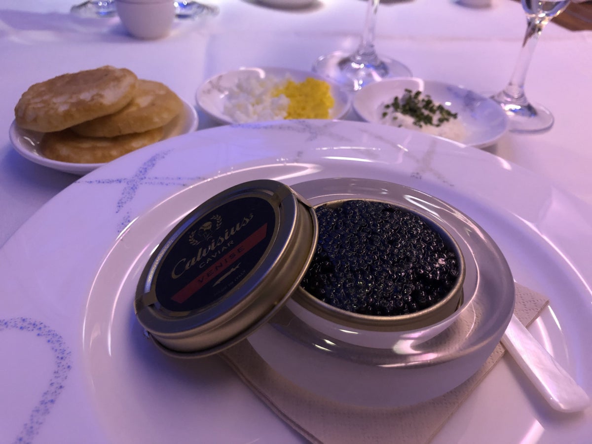 Cathay Pacific 777 first class caviar
