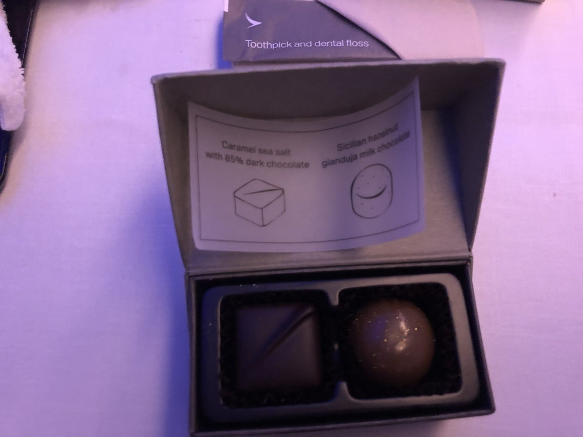 Cathay Pacific 777 first class chocolates