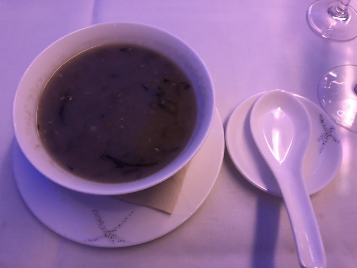 Cathay Pacific 777 first class dessert soup