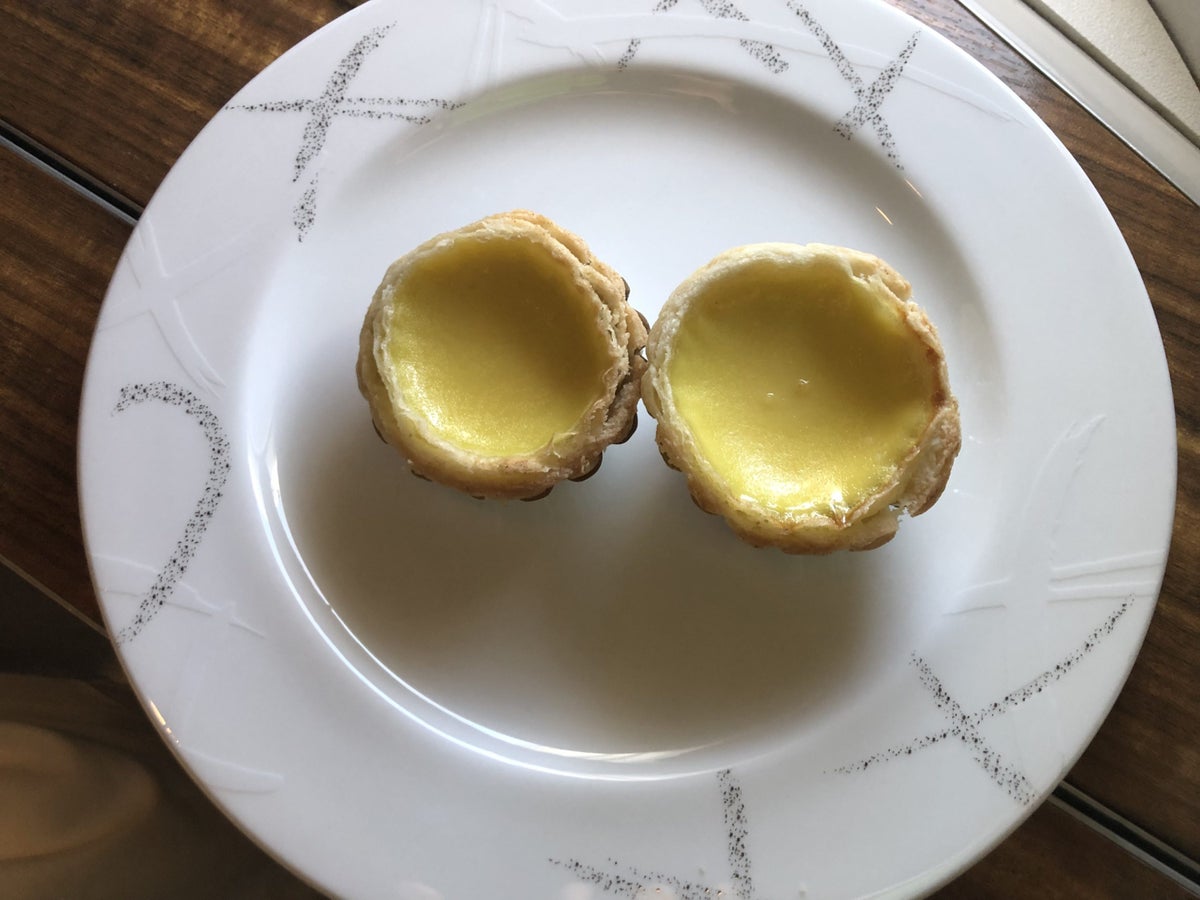 Cathay Pacific 777 first class egg tart