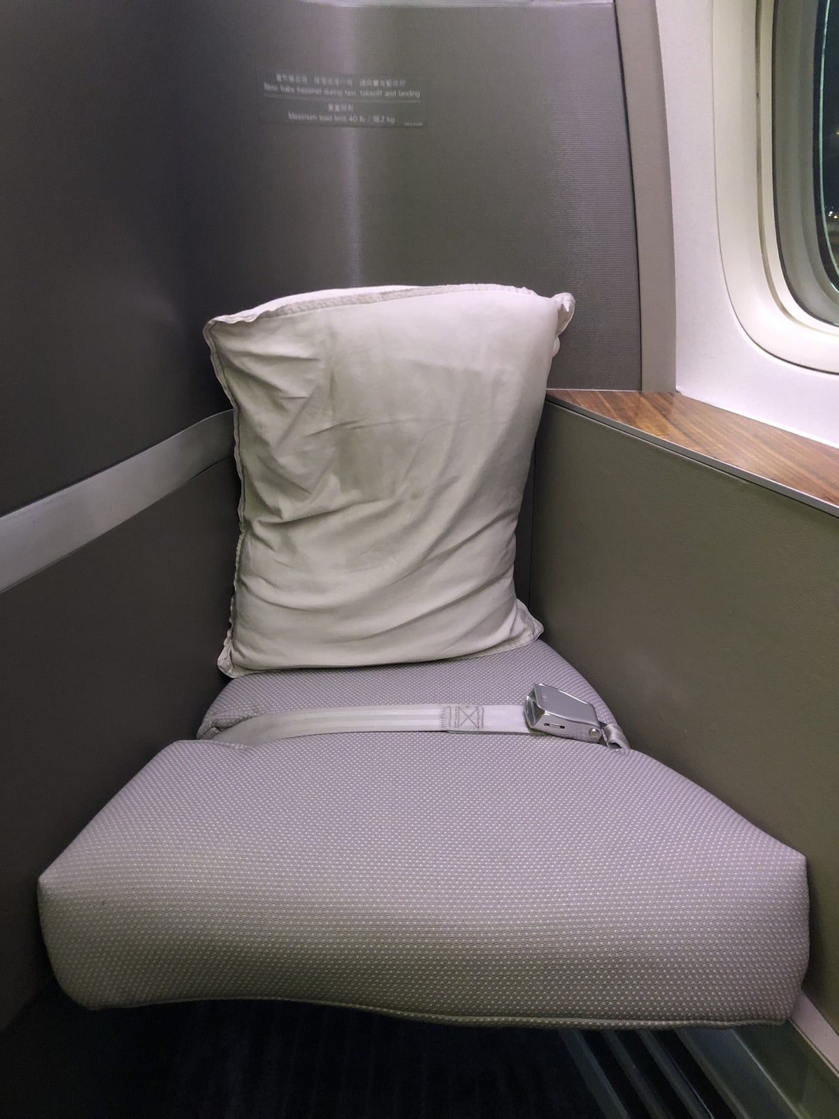 Cathay Pacific 777 first class ottoman close-up