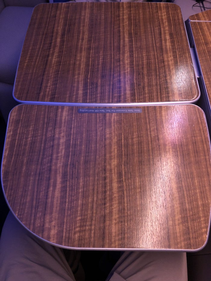 Cathay Pacific 777 first class tray table extension