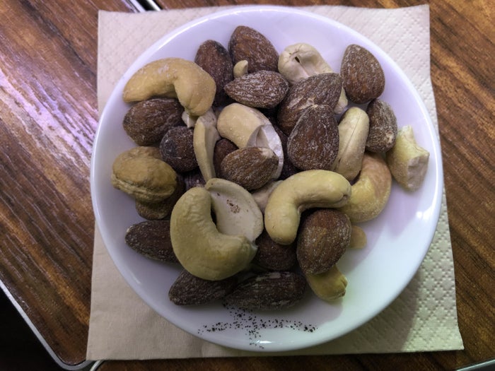 Cathay Pacific 777 first class warm nuts