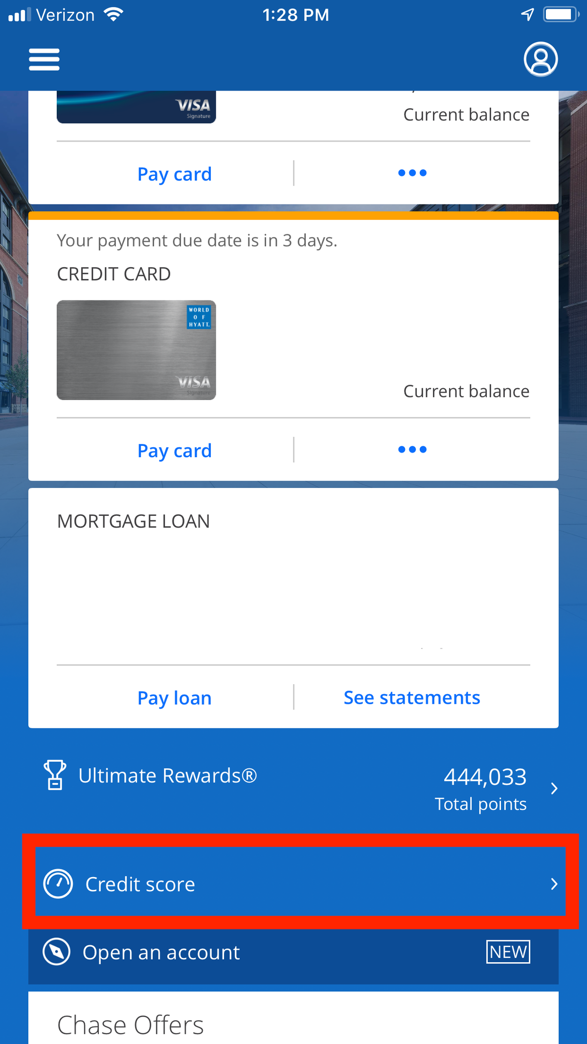 Chase Credit Journey mobile app