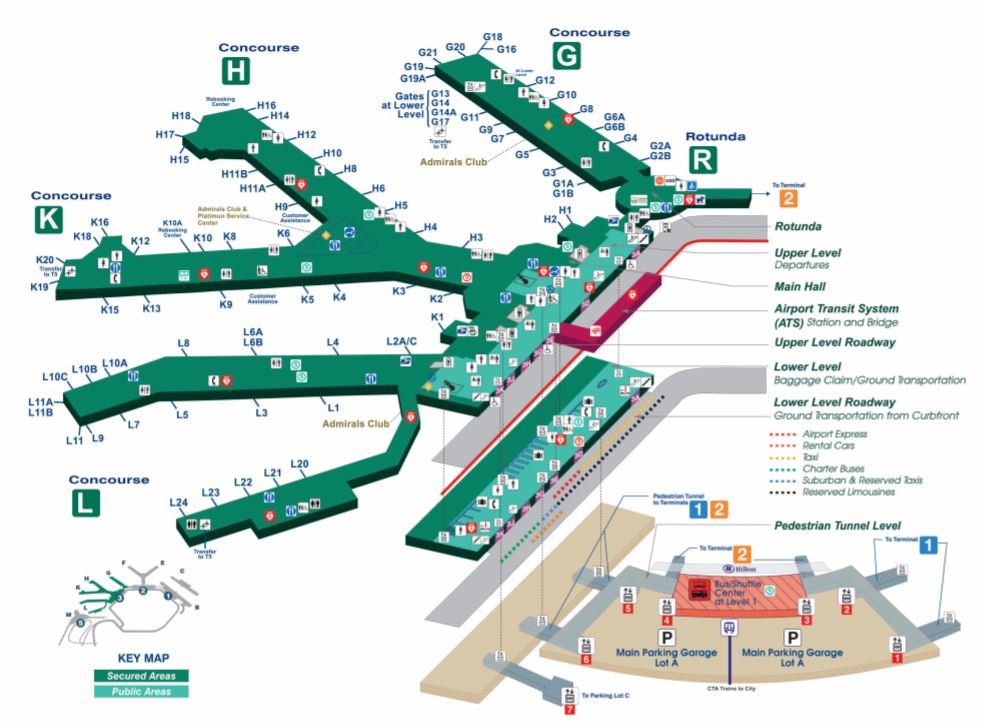 chicago o'hare airport map terminal 3 to terminal 5