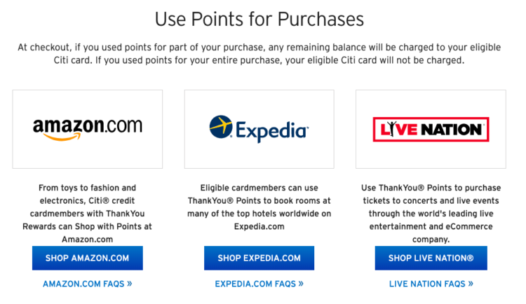 Shopping with Points with Citi ThankYou points
