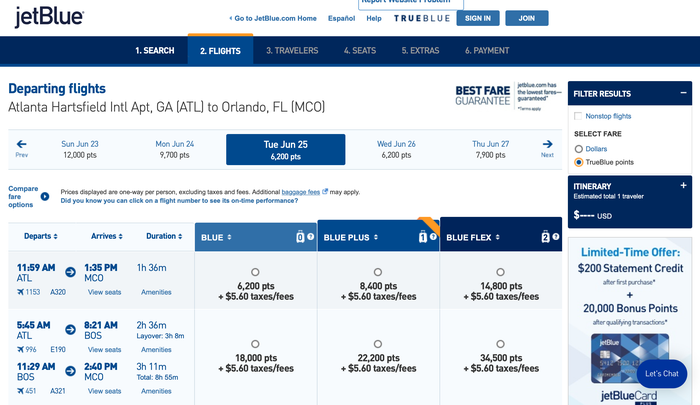 Flying from Atlanta to Orlando on JetBlue