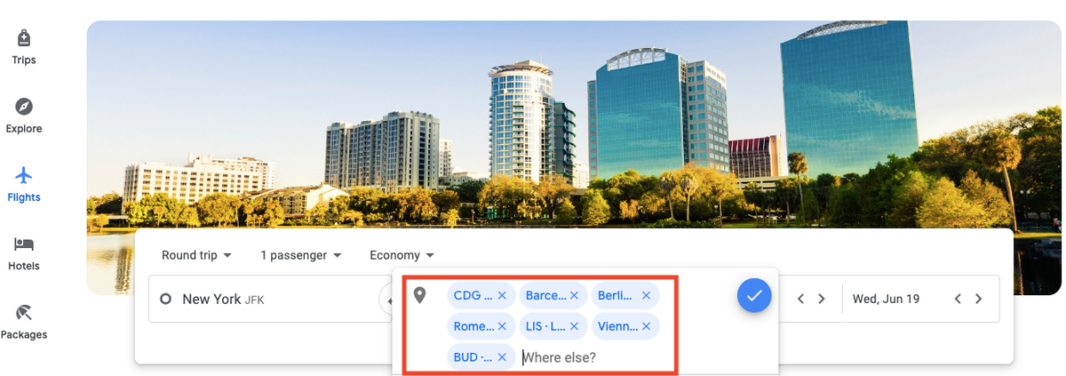 Google Flights Multi-City Search