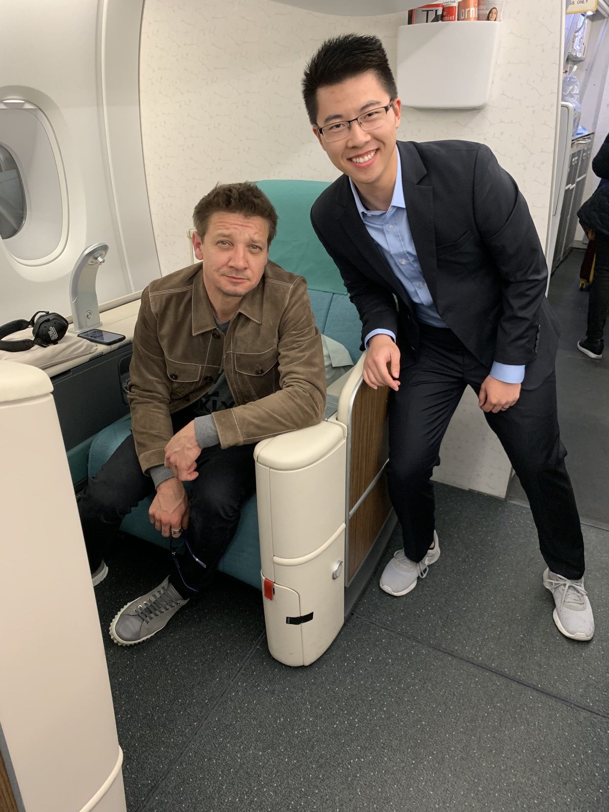 Korean Air first class with Jeremy Renner