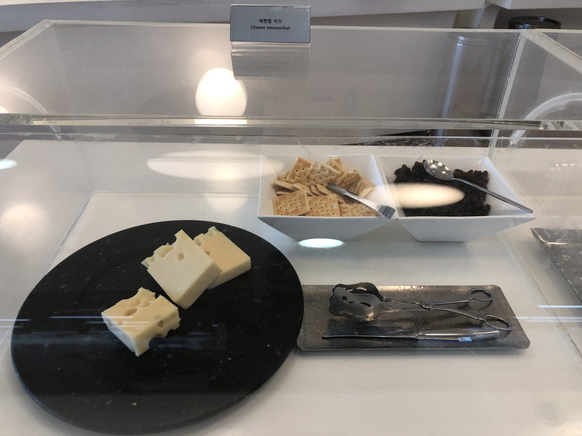 Korean Air business class lounge cheese selection