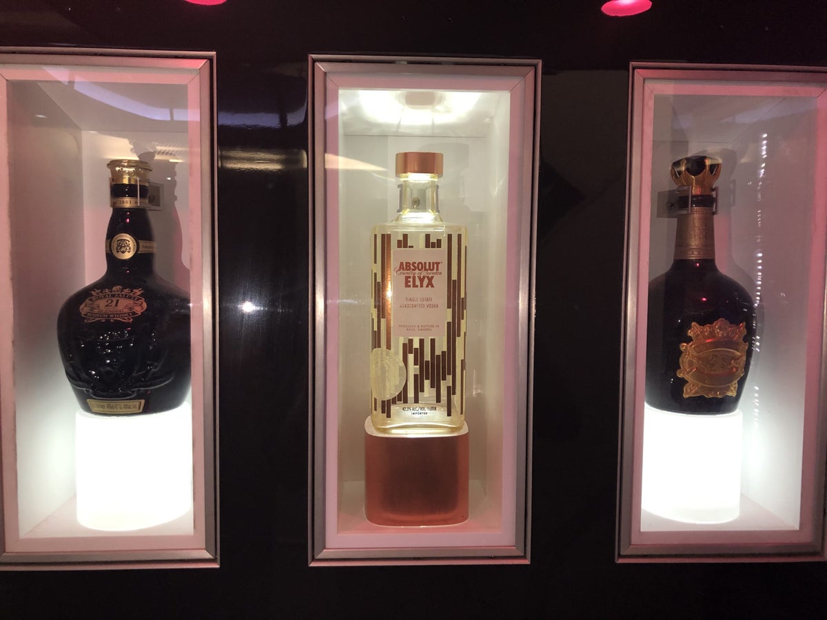 Korean Air first class business class alcohol display