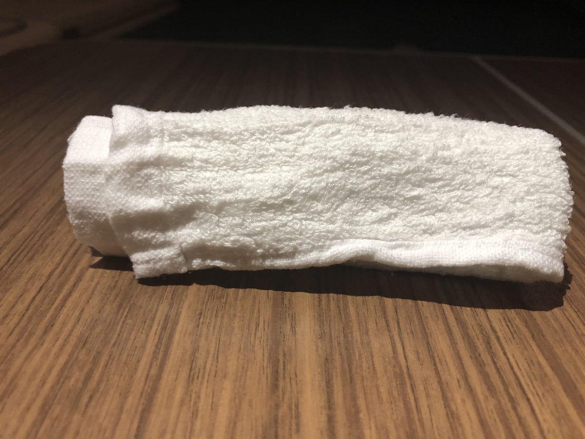 Korean Air first class hot towel