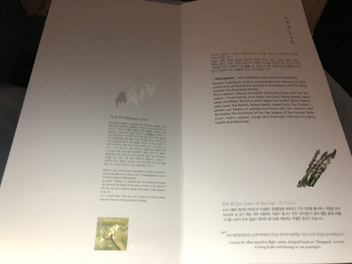 Korean Air first class inside title page