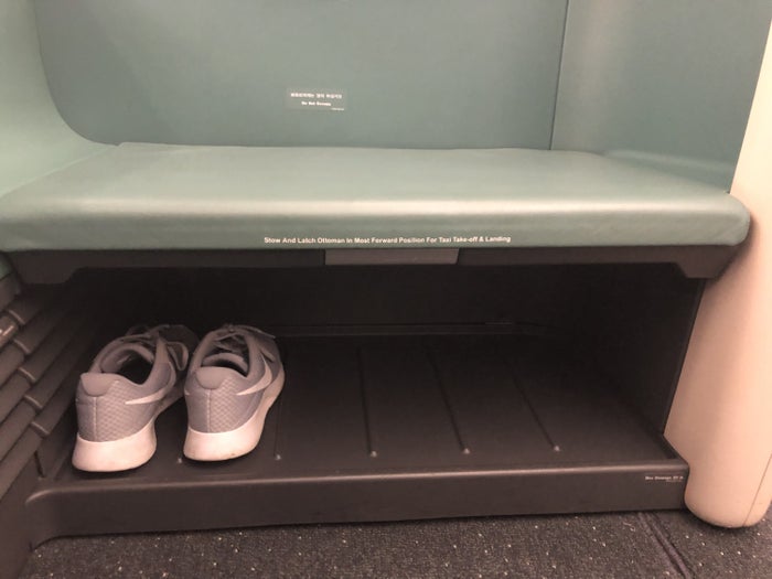 Korean Air first class under seat storage 2