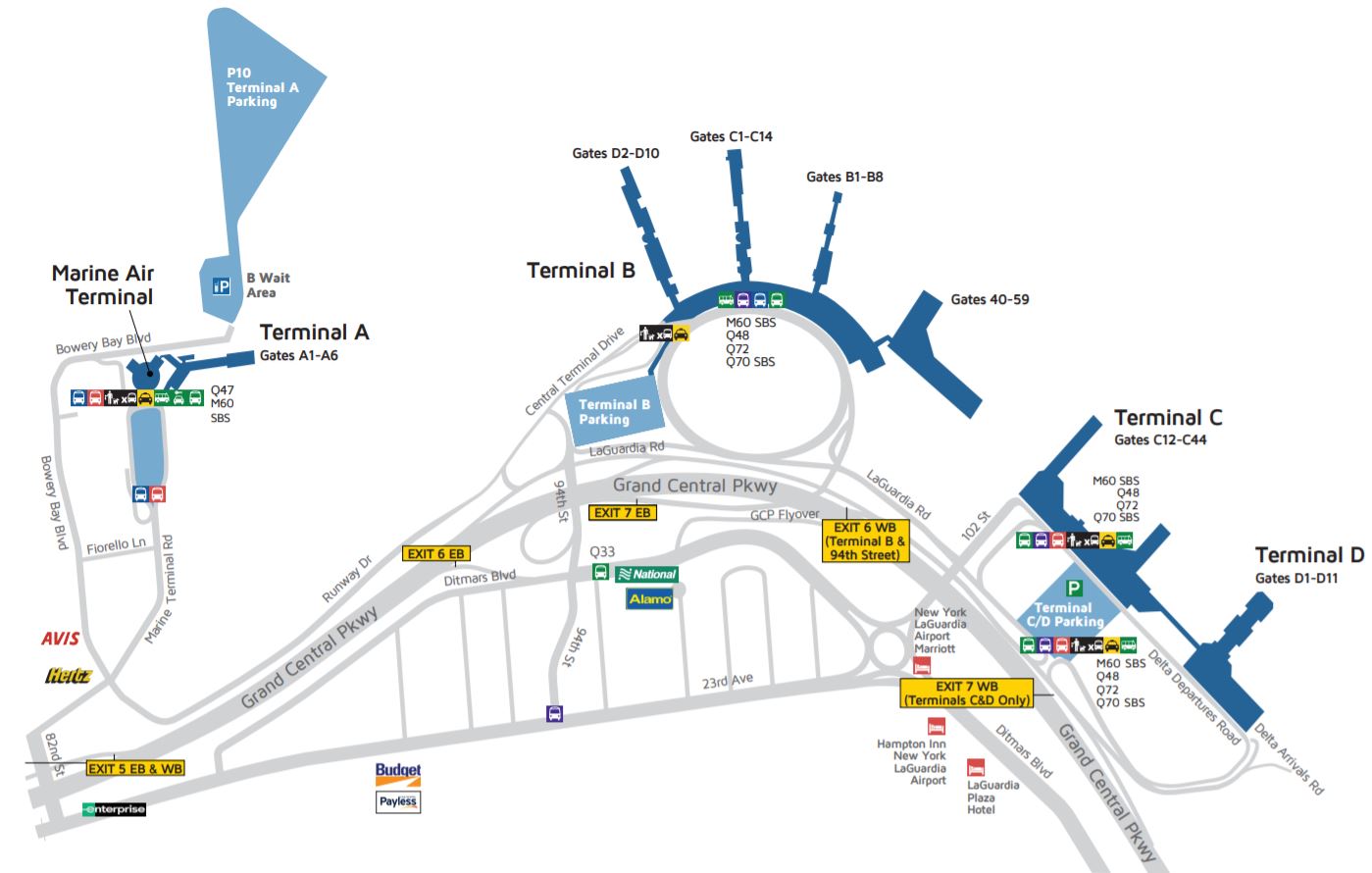 How To Get Between Terminals At LaGuardia Airport In New York LGA   LaGuardia Airport Map 