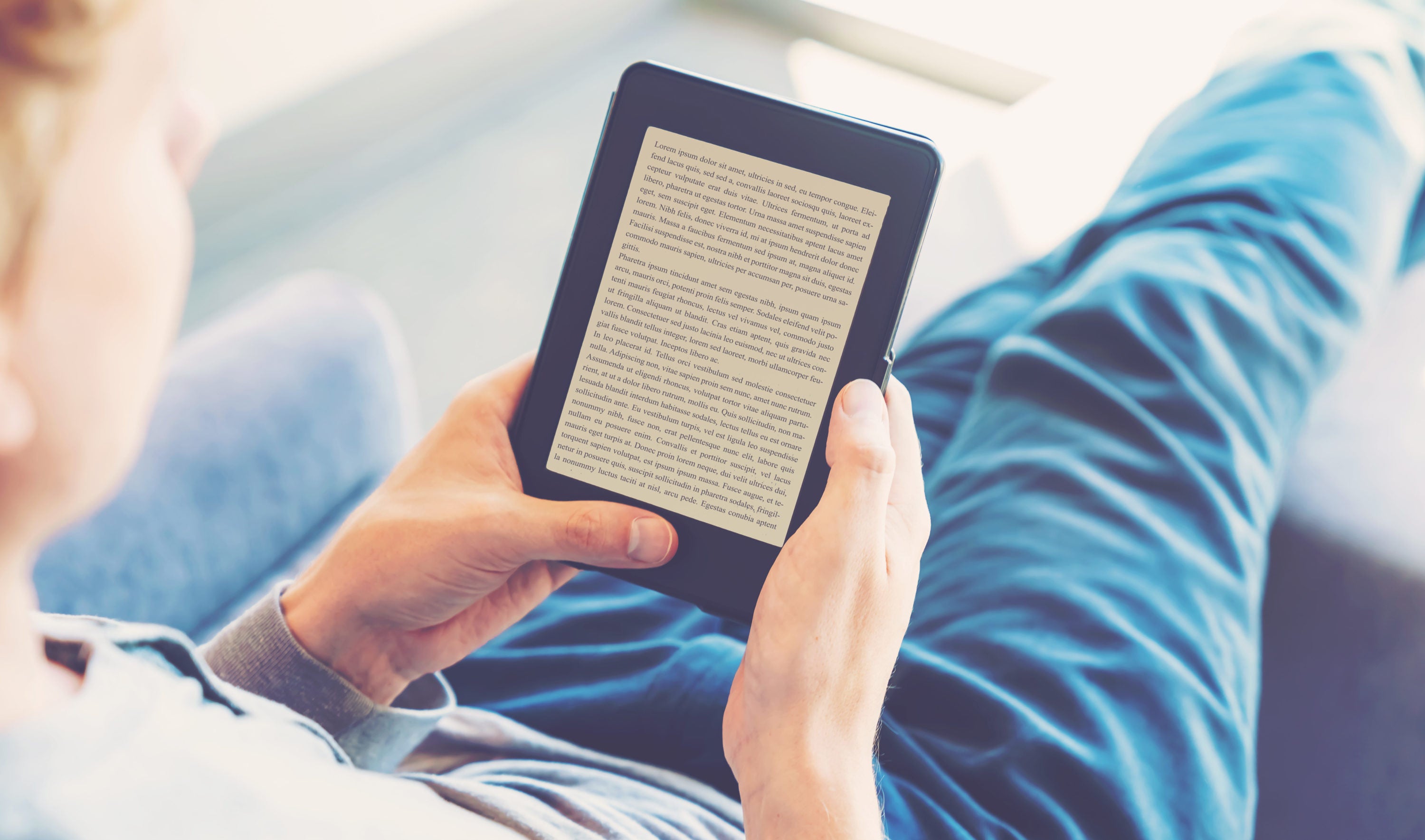 Lady reading an ereader