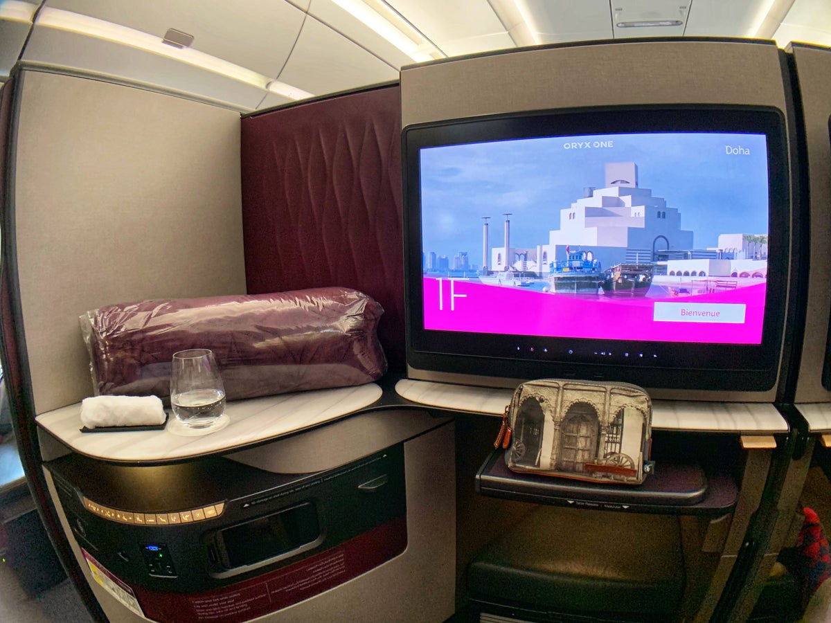 Qatar QSuites A350 Seat 1F View