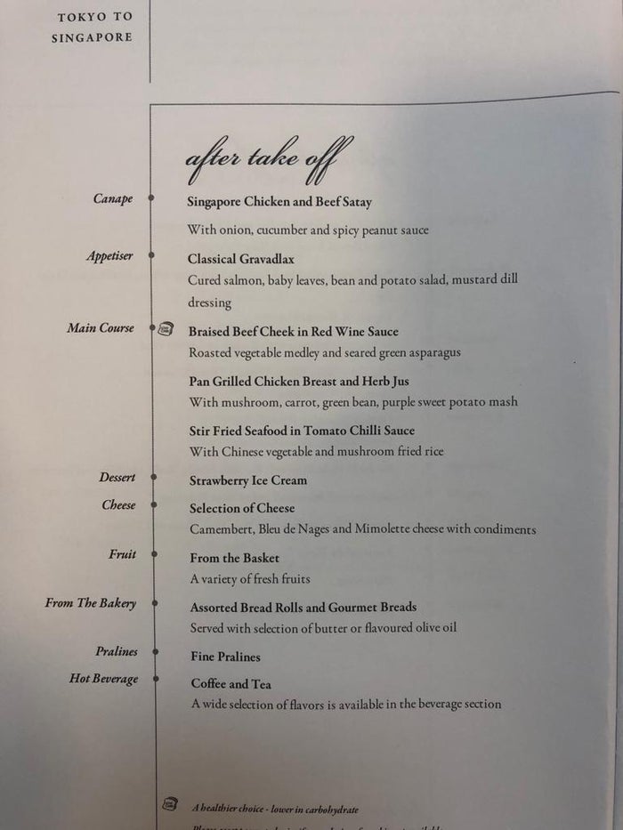 Singapore Airlines Western Meal Option