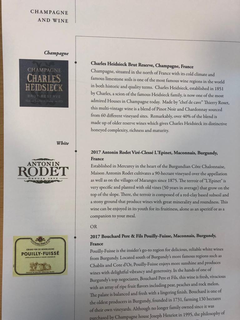 Singapore Airlines Wine List Continued