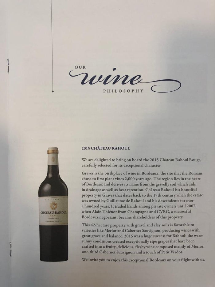 Singapore Airlines Wine List