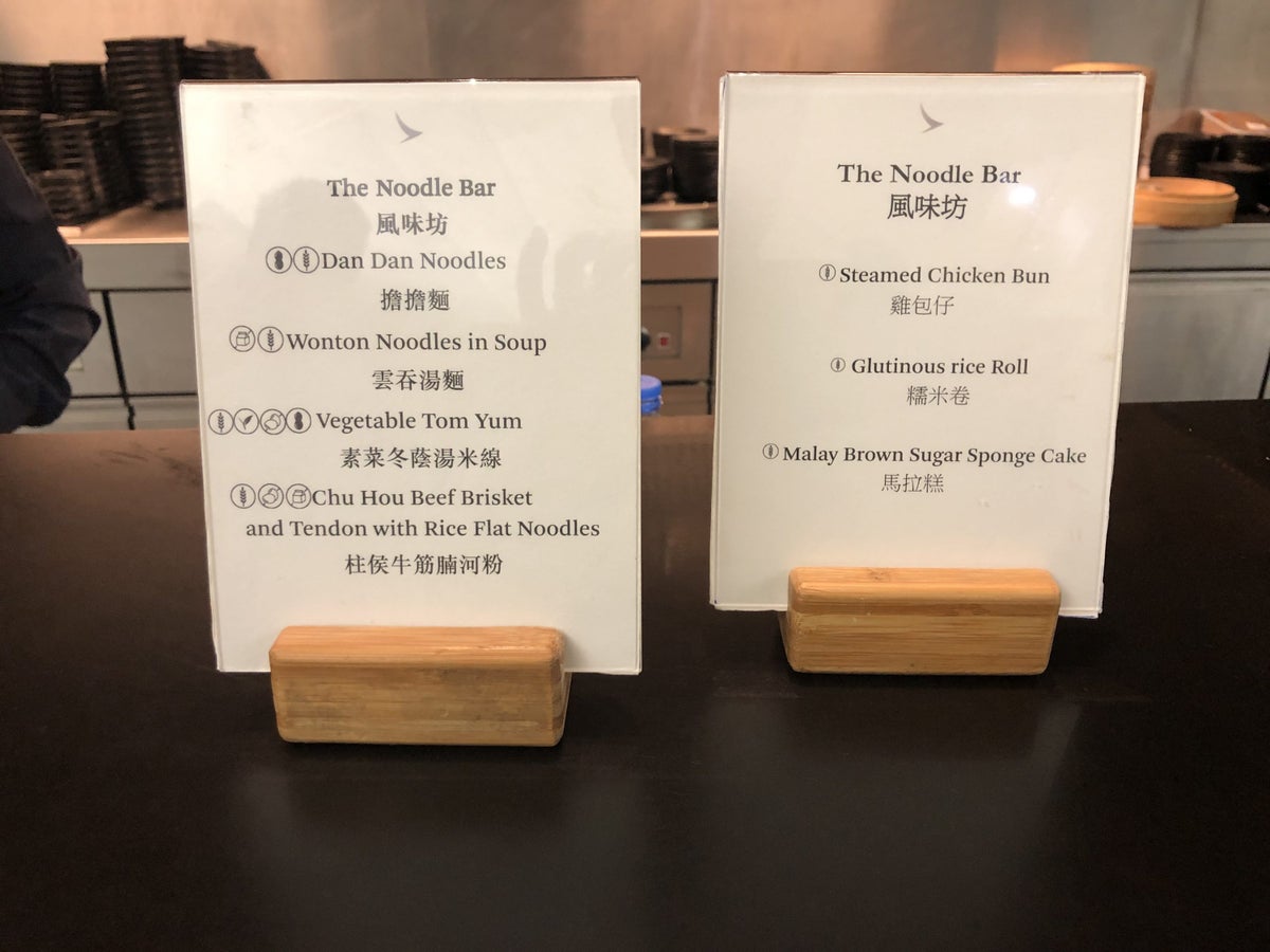 The Wing, Business at Hong Kong International Airport noodle bar menu