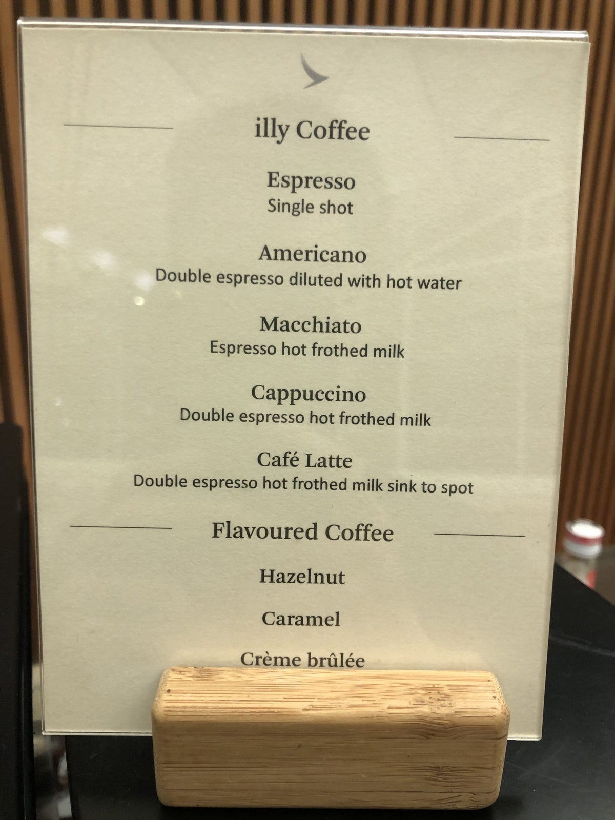 The Wing, First at Hong Kong International Airport espresso menu