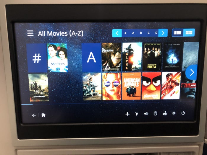 United Polaris 787-10 in-flight entertainment selection 1