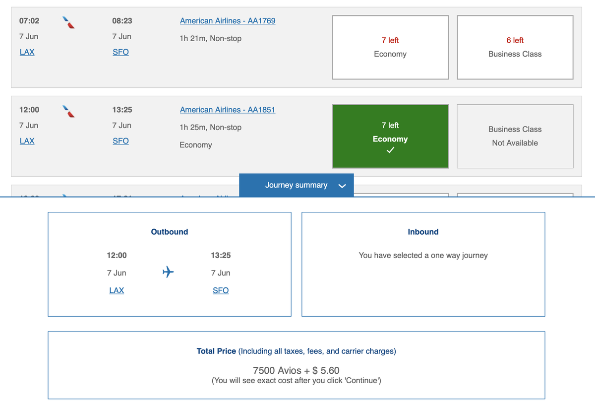 Using British Airways Avios to Fly Between LAX and SFO
