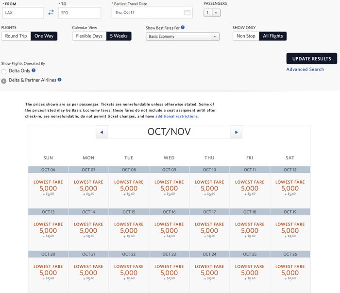 Using Delta Promo awards to fly between LAX and SFO.