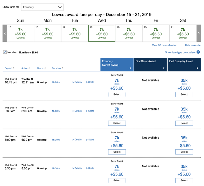Using United MileagePlus miles to fly between LAX and SFO