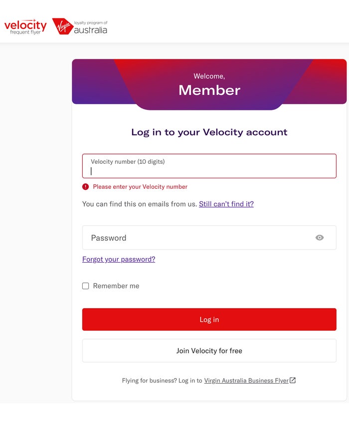 Virgin Australia Velocity eStore Shopping Portal Log in Virgin Velocity eStore login