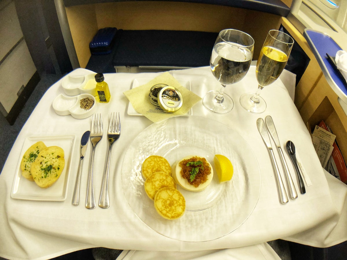ANA First Class, Appetizer and Caviar Service