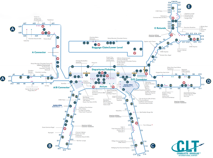 Charlotte Douglas International Airport Map Charlotte Douglas International Airport Map