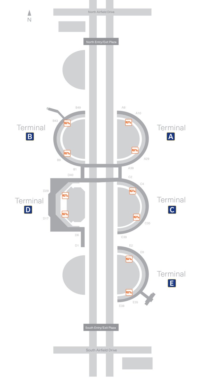DFW Terminal Link Stops location map DFW Terminal Link Stops location map