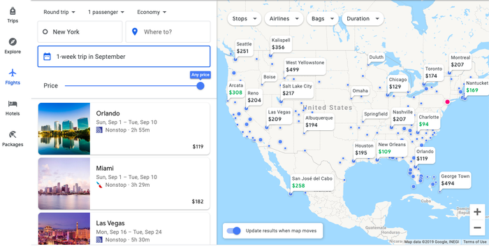 Google Flights Destinations Dates